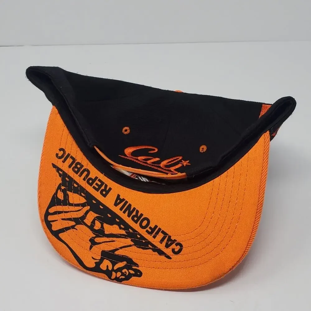 Cali California Republic Orange and Black snapback hat in Great used condition